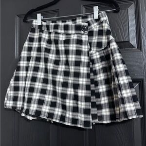 Jolt Black and White Mini Wrap Skirt with Pleats